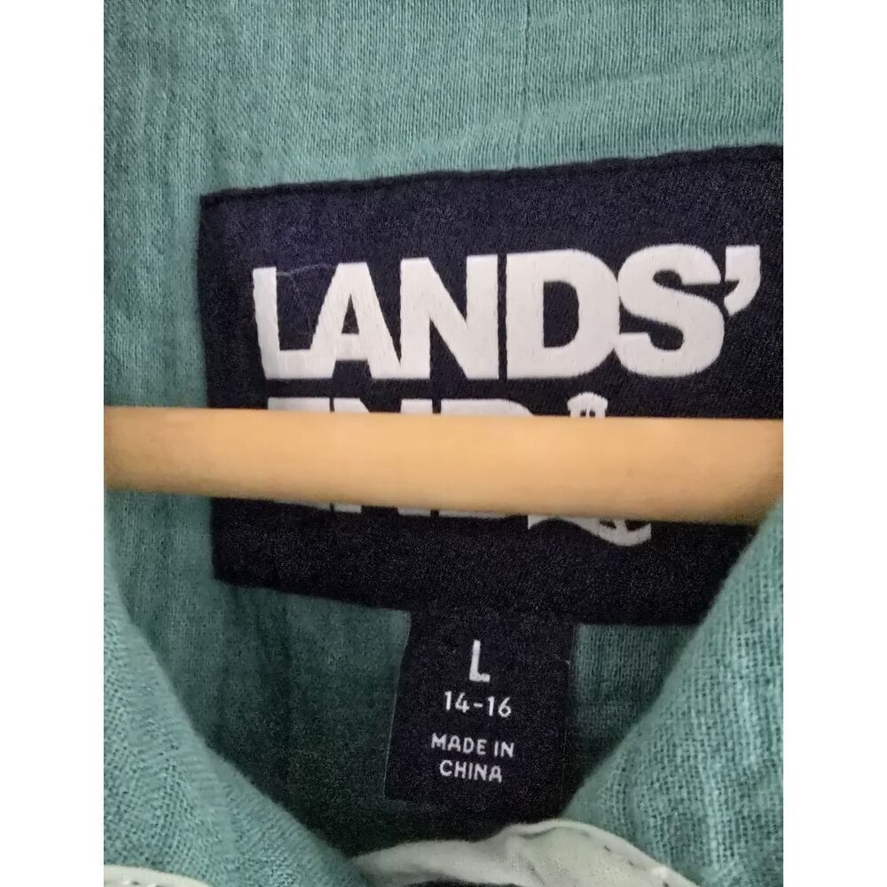 Lands End Women's Size Large Gauze Textured Cotton Jacket Teal Shadow Spring - Picture 3 of 7